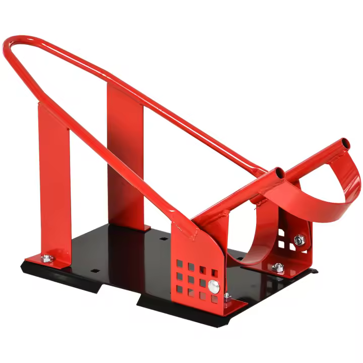 HOMCOM Soporte Universal para Moto Soporte para Ruedas de Moto Pata de Cabra - Calzo para Ruedas 8-15,5 cm Orificios Pretaladrados Negro y Rojo Epoxi Metal - 1