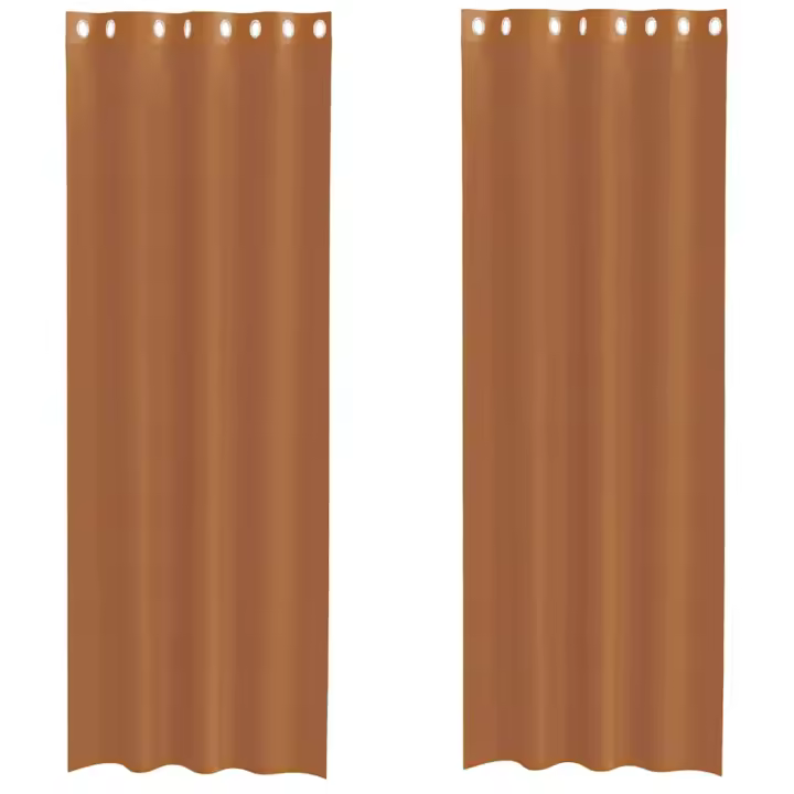 Cortinas de gasa con ojales 2 uds terracota - 1