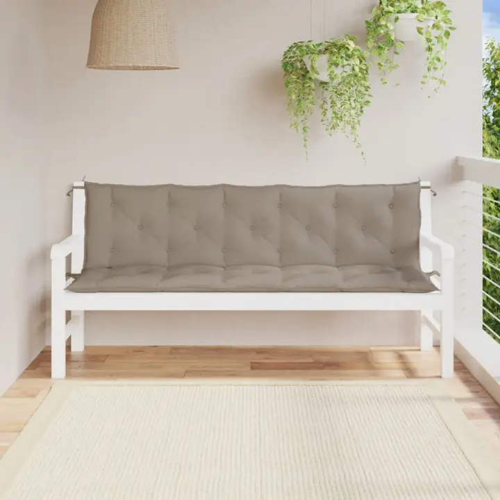 Fundas de Banco de Jardín 2 UDS lienzo Oxford taupe 180x50x7 cm - 1