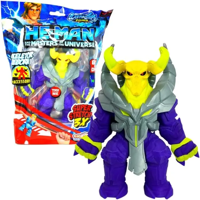 Skeletor Reborn HeMan Masters of the Universe Elastikorps Fighters Sobre Figura de acción Gato de Batalla Elástica con accesorios Se estiran y Brillan en la oscuridad- Cicaboom Seis Heroes Collection de goma aterciopelada - 1