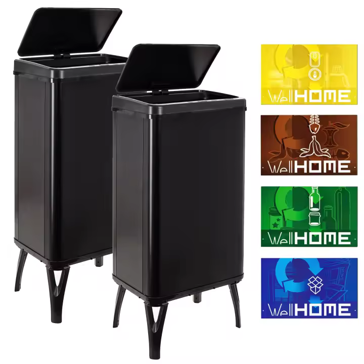 Wellhome 2 Cubos de Basura Inteligente de 50L - Negro - 1