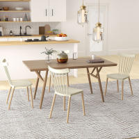 HOMCOM Juego de 4 Sillas de Comedor Estilo Nórdico Sillas de Cocina con Respaldo Alto Asiento de Polipropileno y Patas de Madera de Haya Carga 120 kg 48x52,5x83 cm - details 1