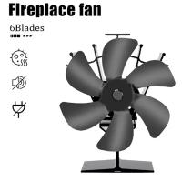 Ventilador De Leña Para Chimenea 6 Hojas Potenciado Por Calor Operación Silenciosa Distribuidor De Calor Hogar Invierno Cálido - details 4