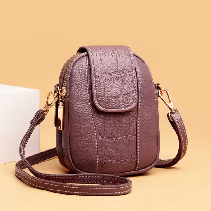 Bolso cruzado de piel sintética con diseño de marca para mujer, bandolera pequeña con patrón de cocodrilo para teléfono - 1