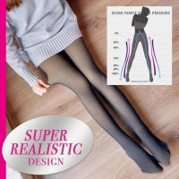 Tights Calientes De Invierno Para Mujer Con Forro De Piel Fleece Pantimedias Con Cintura Alta Medias Termoaisentes Leggings Transparentes Falsos - details 7