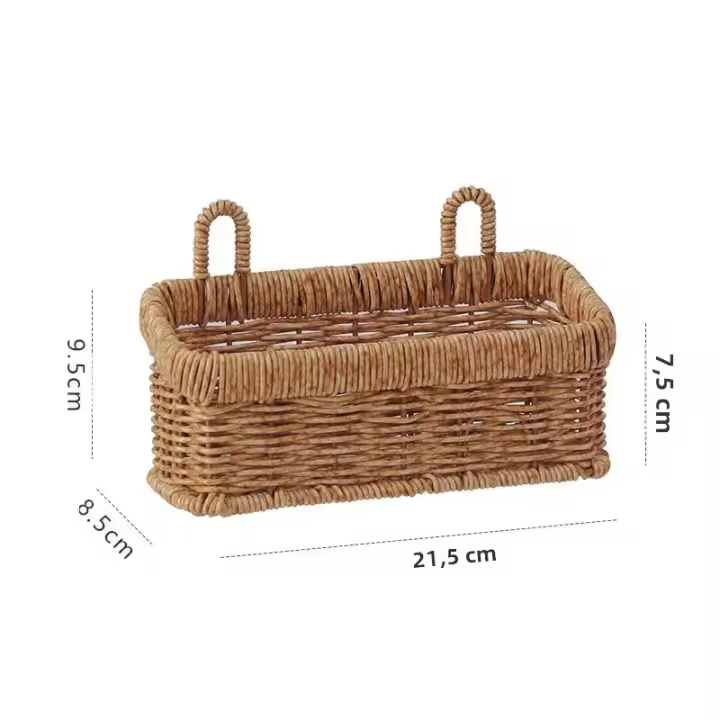 Cesta De Almacenamiento Para Jengibre Y Ajo Montada En La Pared Cesta Colgante De Plástico Tejida Para Cocina Cesta De Rattan Ecológica - 1