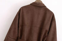 Chaqueta De Mujer TRZA De Seda Falsa Con Manga Larga Cierre Frontal Estilo Casual Outerwear Chic Tops Moda Otoño/Invierno - details 9