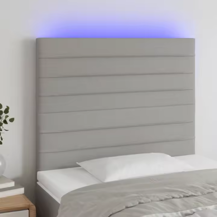 vidaXL Cabecero con luces LED tela gris claro 100x5x118/128 cm - 1