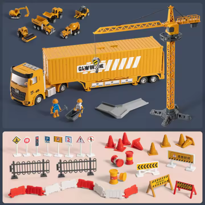 Juego De Juguetes De Vehículos De Ingeniería Para Niños Camión Excavadora Con Música Y Luz Coche De Estacionamiento De Aleación De Tractor Vehículo De Construcción Para Niños - 1
