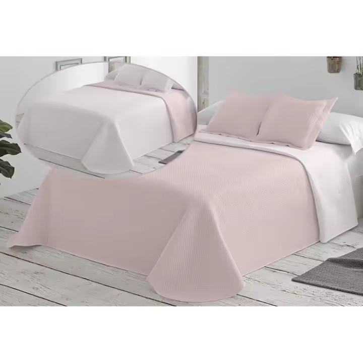 COLCHA LISA REVERSIBLE DN MODA HOGAR ROSA - 1