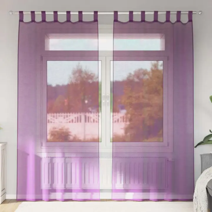 vidaXL Cortinas de gasa con trabillas 2 uds 140x225 cm en color Morado/Gris claro/Terracota y más | protección solar decorativa para ventanas hogar oficina dormitorio fácil de instalar - 1