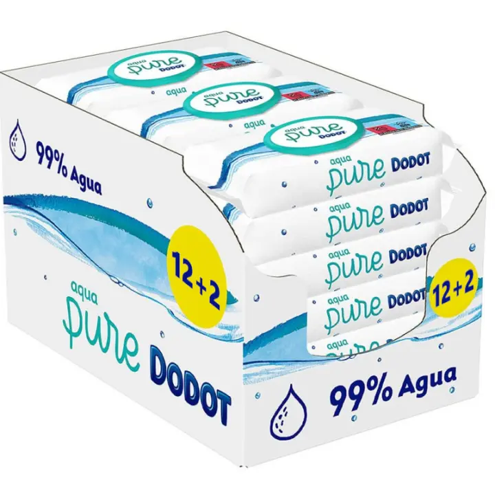 Dodot Toallitas Aqua Pure para Bebé, 99% Agua 14 Paquetes (7x2 Gratis) - 1