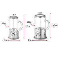 Cafetera Francesa - Tetera - Vidrio con Base de Acero Inoxidable – Opciones de 350ML y 600ML – Ideal para Café, Té e Infusiones – Alta Resistencia y Diseño Moderno - details 0