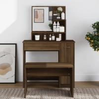 vidaXL Tocador con espejo 86,5x35x136 cm en color Blanco/Roble Sonoma/Marrón roble y más | decorativo de pared para baño dormitorio recibidor moderno - details 2