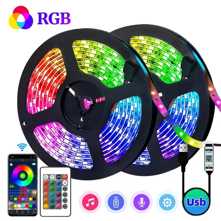 Tiras LED SMD 5050 1-30M USB RGB Control Bluetooth APP Luces Flexibles Para Decoración De Paredes Y Techo En Sala De Estar - 1