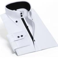 Camisa De Hombre De Alta Gama Con Botones De Cristal Cuello Alto Manga Larga Elástica Para Negocios Y Ocasiones Casual - details 10