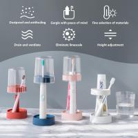 Soporte para cepillo de dientes con vaso/cubierta para cepillo de dientes, soporte para pasta de dientes para dientes de dientes normales y Eléctricos, Organizador de almacenamiento Dental - details 0
