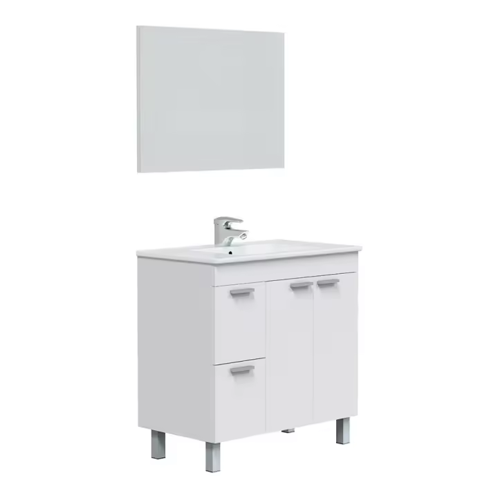 MUEBLE LAVABO 80 2 PUERTAS + 2 CAJONES + ESPEJO AKTIVA - 1