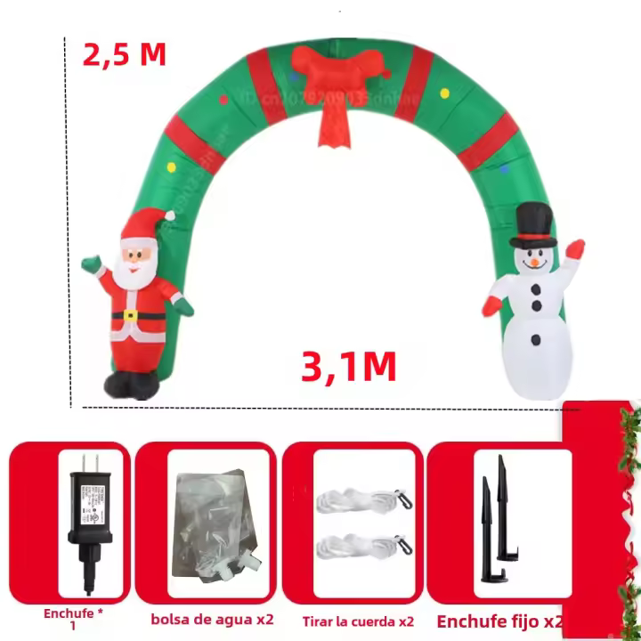 Inflable De Navidad 10FT Santa Claus Y Hombre De Nieve Con Luces LED Integradas Decoración Para Jardín Y Fiesta Exterior - 1