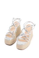 Lyla Wang Sandalias doradas mujer con tiras y plataforma de esparto - details 6