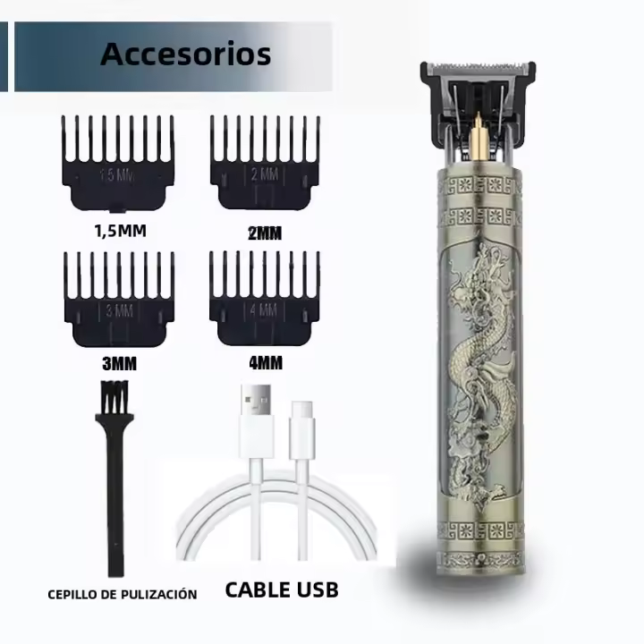 Máquina De Corte De Pelo Eléctrica Vintage T9 Afeitadora Profesional Para Hombres Recargable Barber Trimmer Para Hombres Con Diseño De Buda Dragón - 1