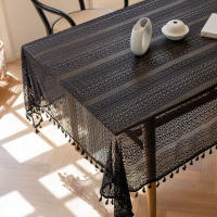 Mantel Japonés Bohemio 1PC En Color Beige Y Negro Con Borlas Y Diseño Geométrico Para Mesas Rectangulares Uso Doméstico Y De Banquete - details 8