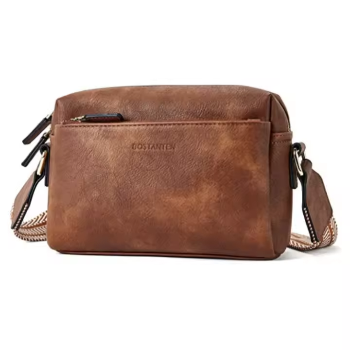 Bolsos cruzados para mujer con 3 compartimentos grandes, bolso de hombro de cuero PU, bolso cruzado, con correa ancha ajustable y extraíble - 1