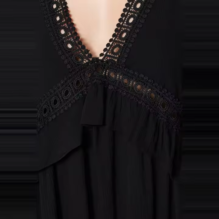Trendyol Black Woven Stripe Accessory Mini Beach Dress Tbess21El2759 - 1