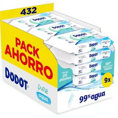 Toallitas Dodot Pure Aqua (9 paquetes de 48 Ud.) 432 Ud. - 1