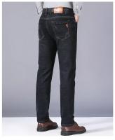 Pantalones De Mezclilla Negra Azul Para Hombre 2025 Primavera Moda Clásica Slim Straight Business Ropa Masculina Denim Pantalones De Mediana Elasticidad Tatting mid Waist Full Length Para Todas Las Estaciones - details 17
