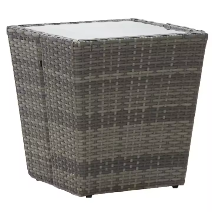 Mesa de Centro Ratán PE y Vidrio Templados gris 41,5x41,5x43 cm - 1