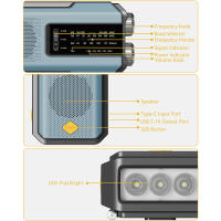 Radio De Mano Con Energía Solar Emergencia AM/FM/NOAA Linterna LED De Lectura SOS Alarme 2000mAh Recargable Portátil - details 14