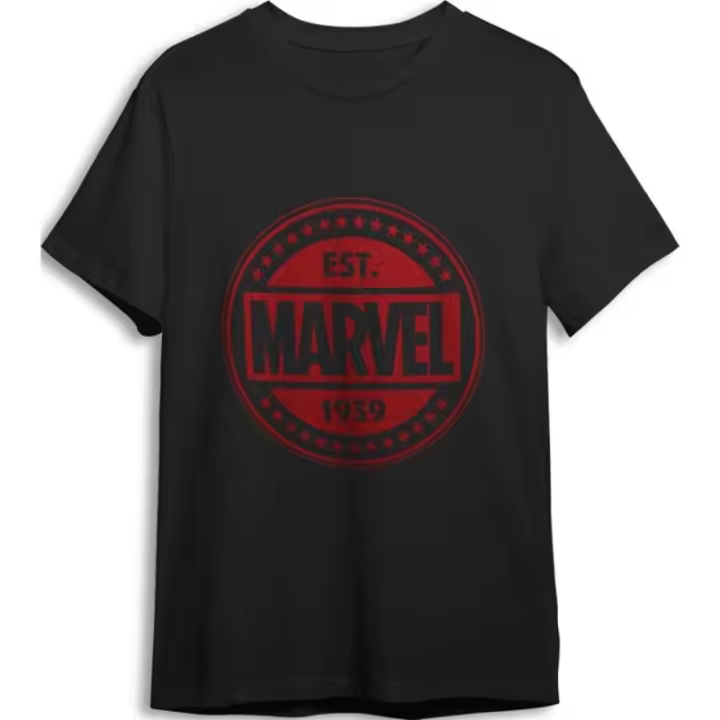 CAMISETA MARVEL LOGO ROJO EN NEGRO - 1