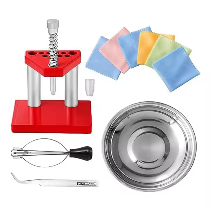 Juego de removedor de émbolo Extractor de reloj + 3 piezas de paño de limpieza + pinzas + divisores de Metal A - 1