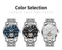 Reloj Mecánico Para Hombre OLEVSSkeketon Flywheel Auténtico Resistente Al Agua Luminoso Calendario Perpetuo Display Romano Acero Inoxidable - details 11