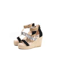Lyla Wang sandalias cuña alta de esparto con plataforma mujer con cremallera trasera - details 5