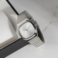 Reloj De Cuarzo Para Parejas 2024 Diseño Bauhaus Dial Cuadrado Reloj De Hombre Acero Inoxidable Resistente Al Agua Estilo Simple - details 5