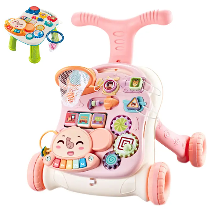 Juguetes andador para bebe,Cochecito de bebé andador ,Regalo de baloncesto para niños con mesa de juego de juguetes.-A1 - 1
