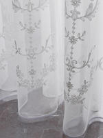 Cortinas Blancas De Poliéster Sastre Bordadas Con Floral Voile Transparentes Para Sala De Estar Y Dormitorio - details 5