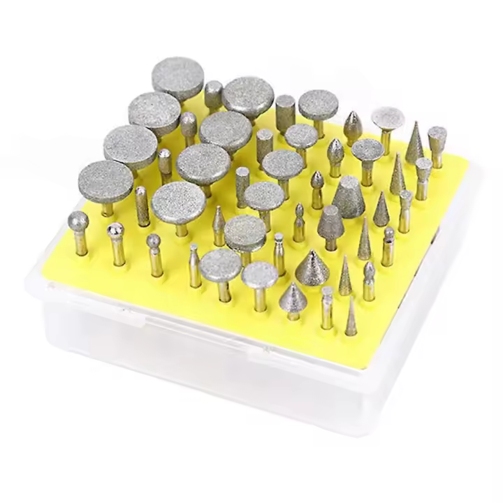 50 unids/set Diamond Drill Bit Burr Set Cabeza de Molienda para herramientas rotativas Artesanía Rocas Mármol Porcelana Taladro de mano Fabricación de joyas Grabado Lapidario with Sto - 1
