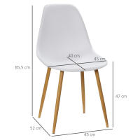 HOMCOM Pack de 4 Sillas de Comedor Sillas de Cocina con Respaldo Alto y Patas de Metal para Salón 45x52x85,5 cm Blanco y Natural - details 7