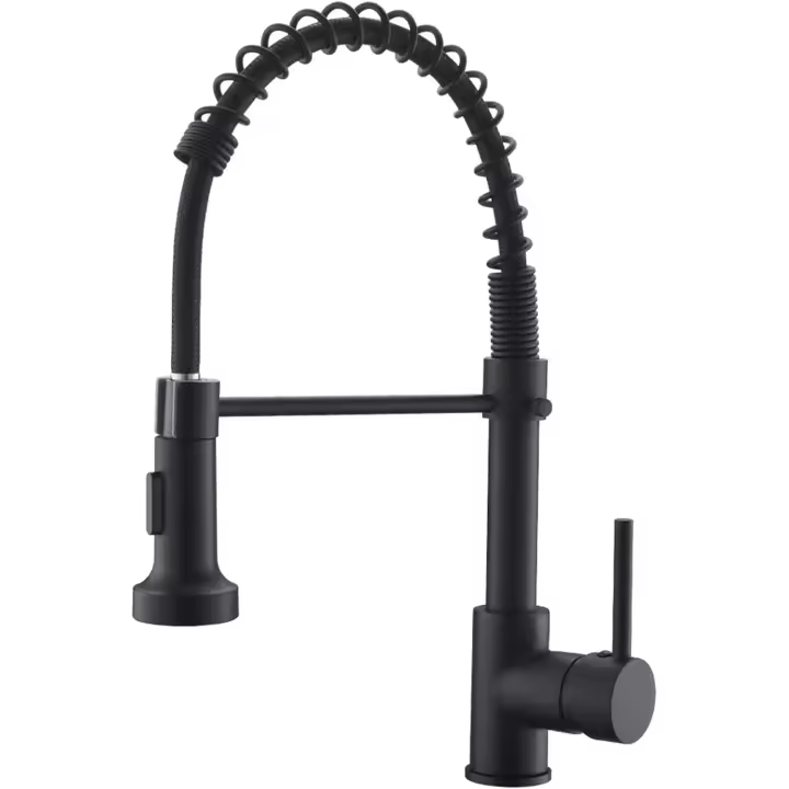 Grifo de Cocina with Alcachofa giratoria 360 °, Grifo mezclado monomando para Cocina, Con Muelle en Espiral, Negro color - 1