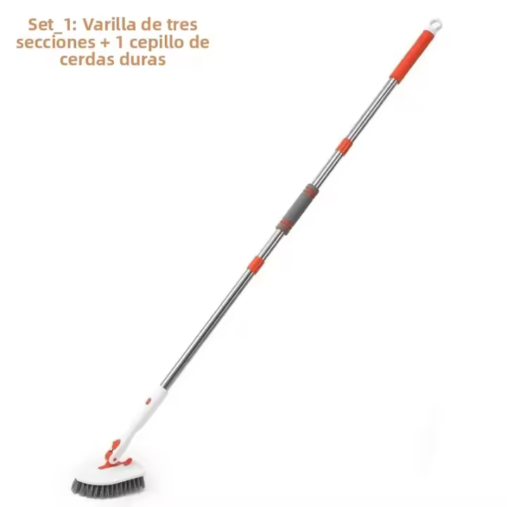 Cepillo De Piso 3-en-1 Giratorio 180° Cepillo De Limpieza De Baño Cepillo De Juego De Ducha Cepillo De Azulejos De Ducha Con Esponja Wiper - 1