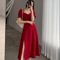 Vestido Elegante De Mujer Con Apliques Y Abertura En V Escote V-Pecho Manga Corta Cintura Alta Ajustado Vestidos De Noche Para Fiesta - details 12