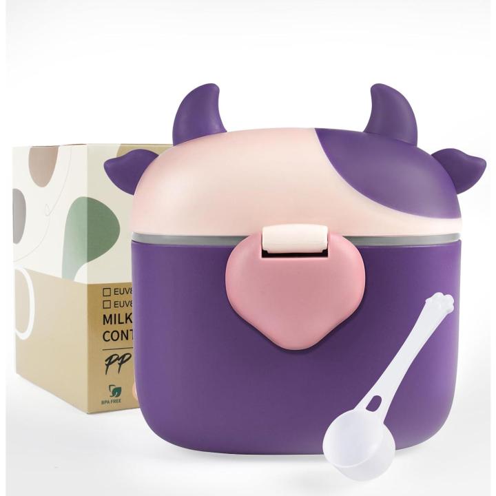 OmHome Dispensador Leche en Polvo Bebé,Recipiente Para Leche,Hermético Portátil Caja de Leche en Polvo,Lata de Leche en Polvo para Bebés Recipiente para Alimentación de Viaje con Cuchara-Púrpura