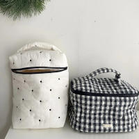 Bolsa De Almacenamiento De Pañales De Algodón Con Patrón De Puntos Bolsa De Mano Para Bebé Zipper Portátil Y Simple Para Viajes - details 6