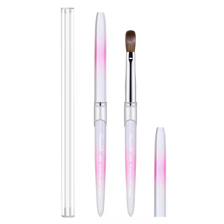 Pincel De Acrílico Kolinsky Sable Para Manicura Y Dibujo En Uñas Con Gel UV Pincel De Carving Para Polvo Y Líquido Herramienta De Arte Hot Pink - 1