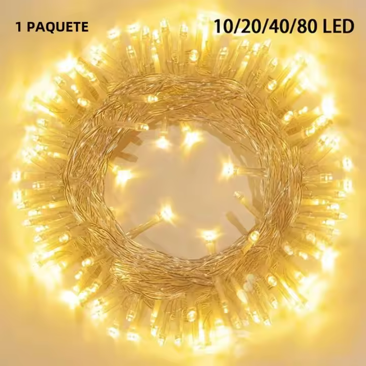 Luces De Cadena LED Impermeables Para Decoración De Jardín Dormitorio Fiesta Navidad 10/20/40/80 LED Batería Incluida Luz De Navidad Color Calido Y RGB - 1