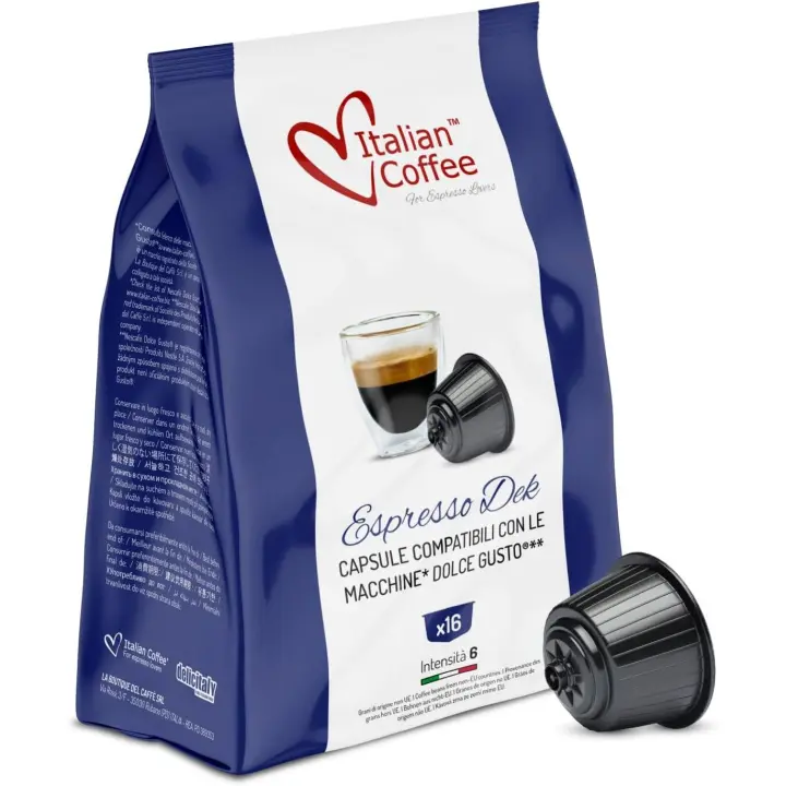 64 ( 4 X 16 ) Capsulas Compatibles Nescafè Dolce Gusto - Cafè Descafeinado Italian Coffee - Intensidad 6 - 1