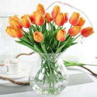 10 PCs Tulipán, Toque Real, 33 cm de Largo, Flores Artificiales Decorativas para Ramos de Boda, Hogar, Hotel, Jardín, Actividades de Navidad, Juguetes, Telas, Naranja - details 2